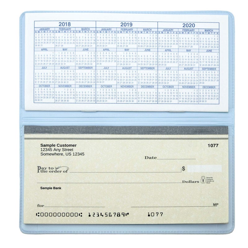 CAROUSELCHECKS Baby Blue Vinyl Checkbook Cover, Top Tear Personal Vinyl Checkbook Cover - Image 2